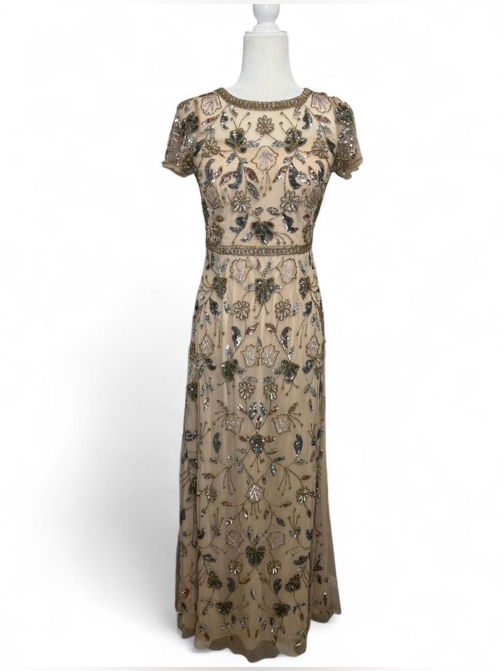 Adrianna Papell Blush Floral Sequin Maxi Dress - Picture 2 of 16